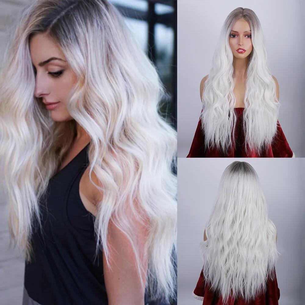 Synthetic Wigs Long Wavy Wigs Middle Part Blonde Wig Cosplay Natural Heat Resistant Synthetic Wigs for Women