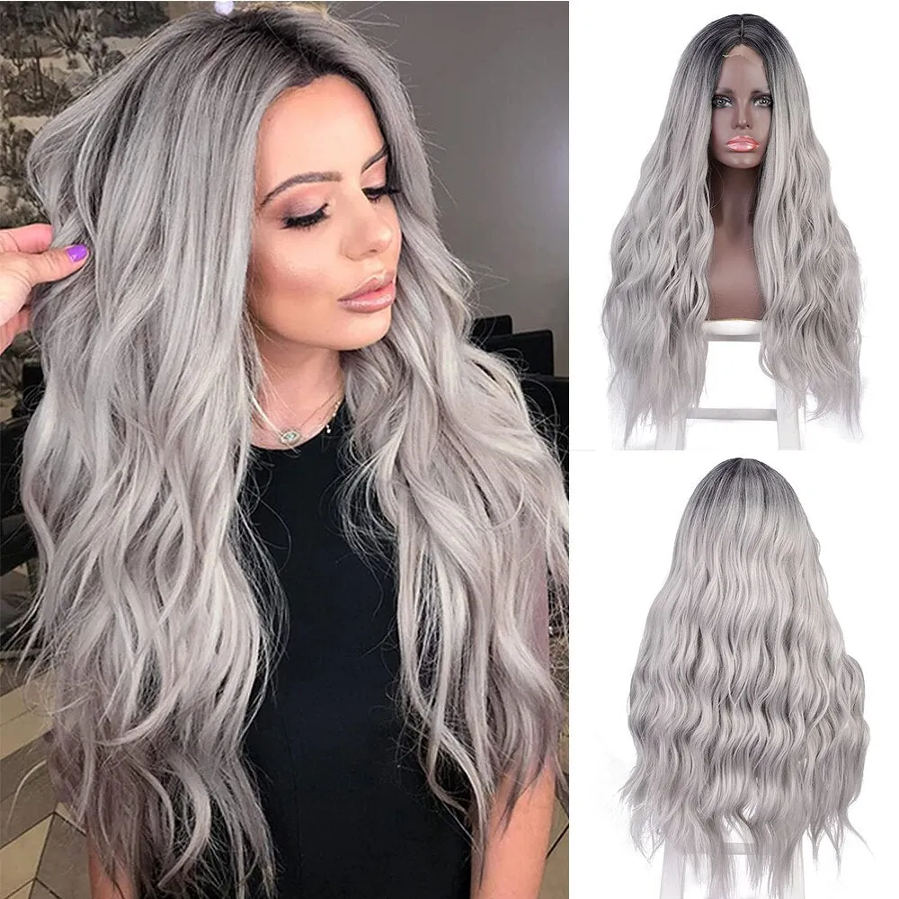 Synthetic Wigs Long Wavy Wigs Middle Part Blonde Wig Cosplay Natural Heat Resistant Synthetic Wigs for Women