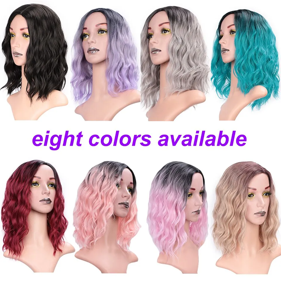 Synthetic Wigs Purple Short Wavy Partial Synthetic Women's Wigs Natural Hairline Full Wigs cosplay wig Red wig