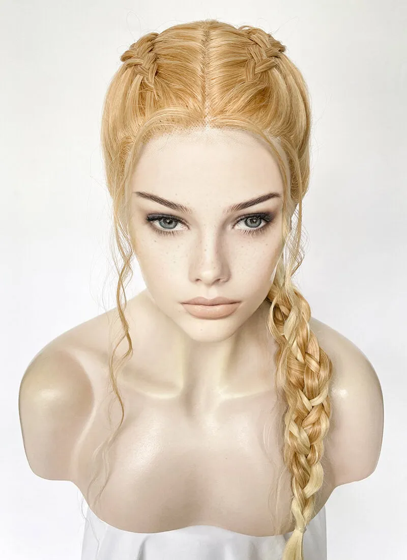 Two Tone Blonde Braided Lace Front Synthetic Wig LF2506