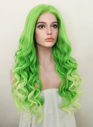 Two Tone Green Wavy Lace Front Synthetic Wig LF5133