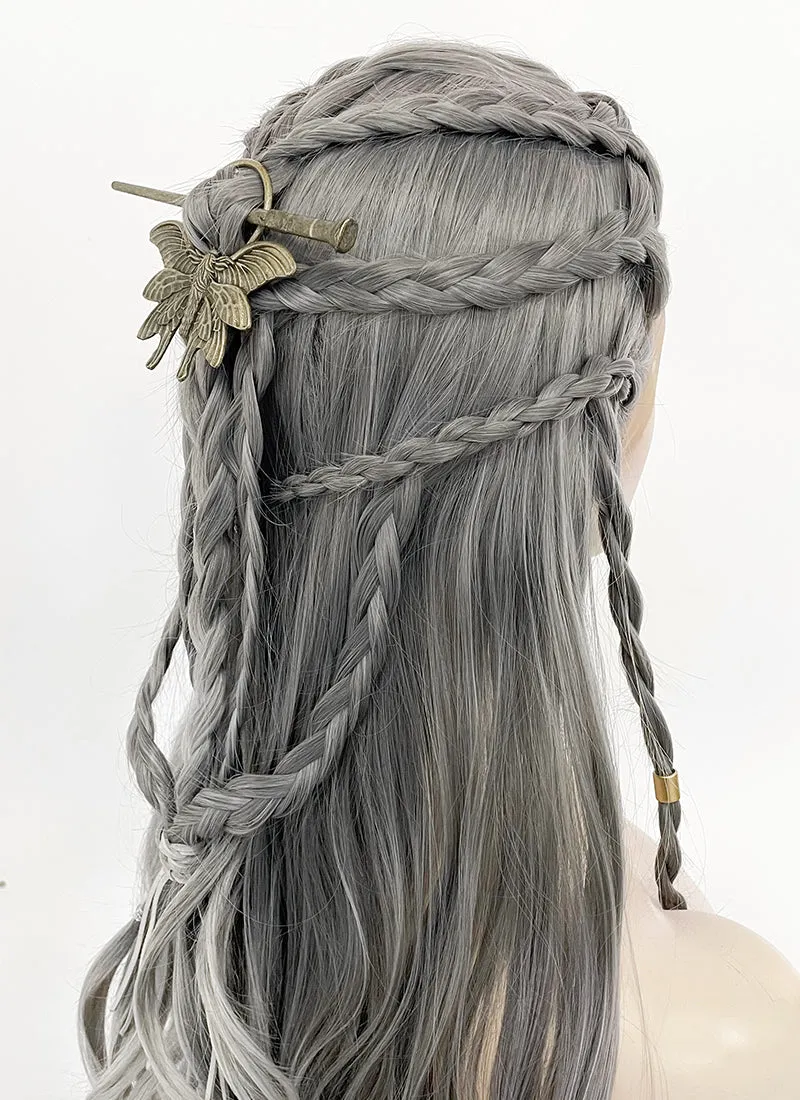 Two Tone Grey Braided Lace Front Synthetic Wig LF2125