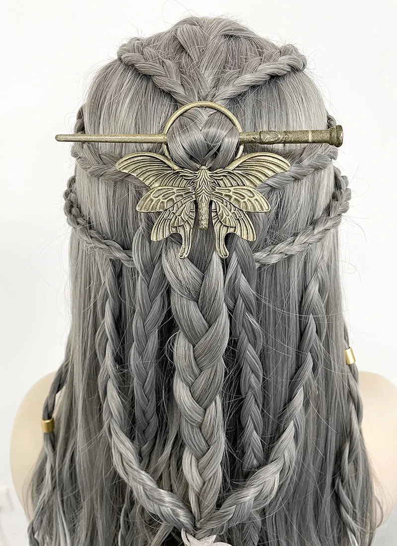 Two Tone Grey Braided Lace Front Synthetic Wig LF2125