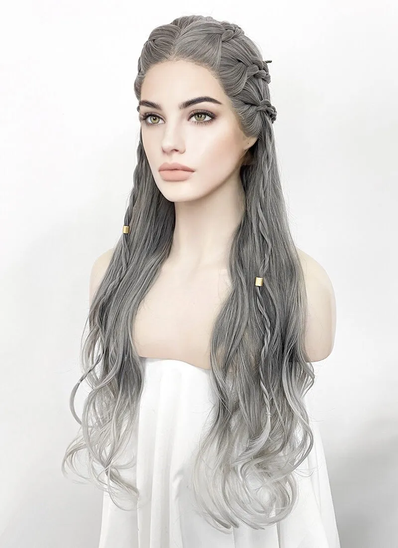 Two Tone Grey Braided Lace Front Synthetic Wig LF2125