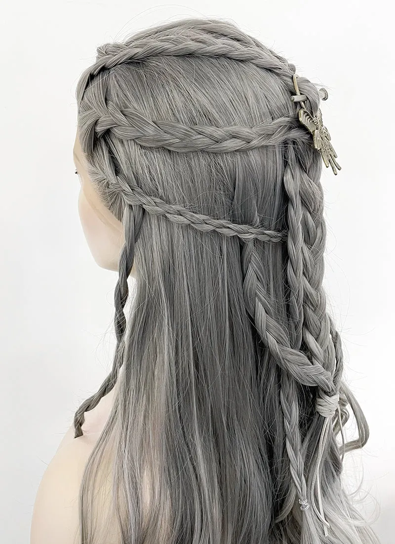 Two Tone Grey Braided Lace Front Synthetic Wig LF2125