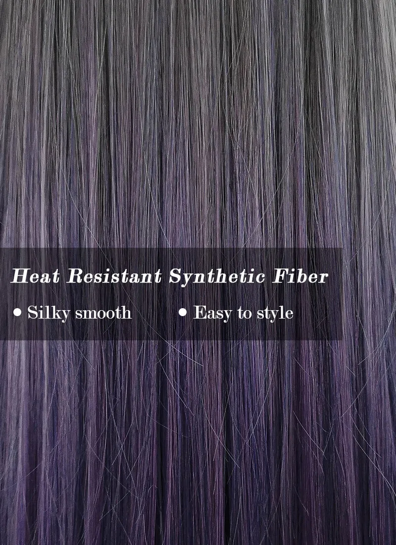 Two Tone Purple Straight Synthetic Wig NS240