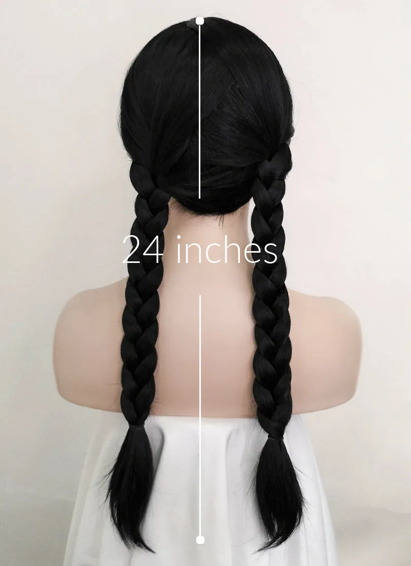 Wednesday Addams Jet Black Synthetic Wig TBZ871A