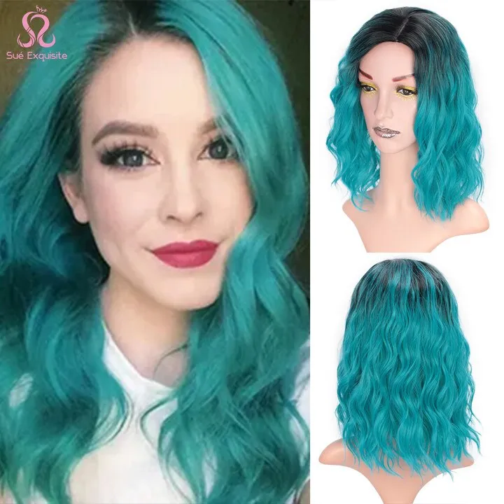 Wigs for Women Black Short Bob Wavy Partial Synthetic Women's Wigs for Cosplay Natural Hairline Full Wigs