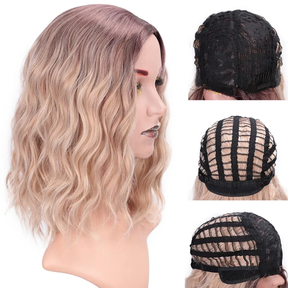 Wigs for Women Black Short Bob Wavy Partial Synthetic Women's Wigs for Cosplay Natural Hairline Full Wigs