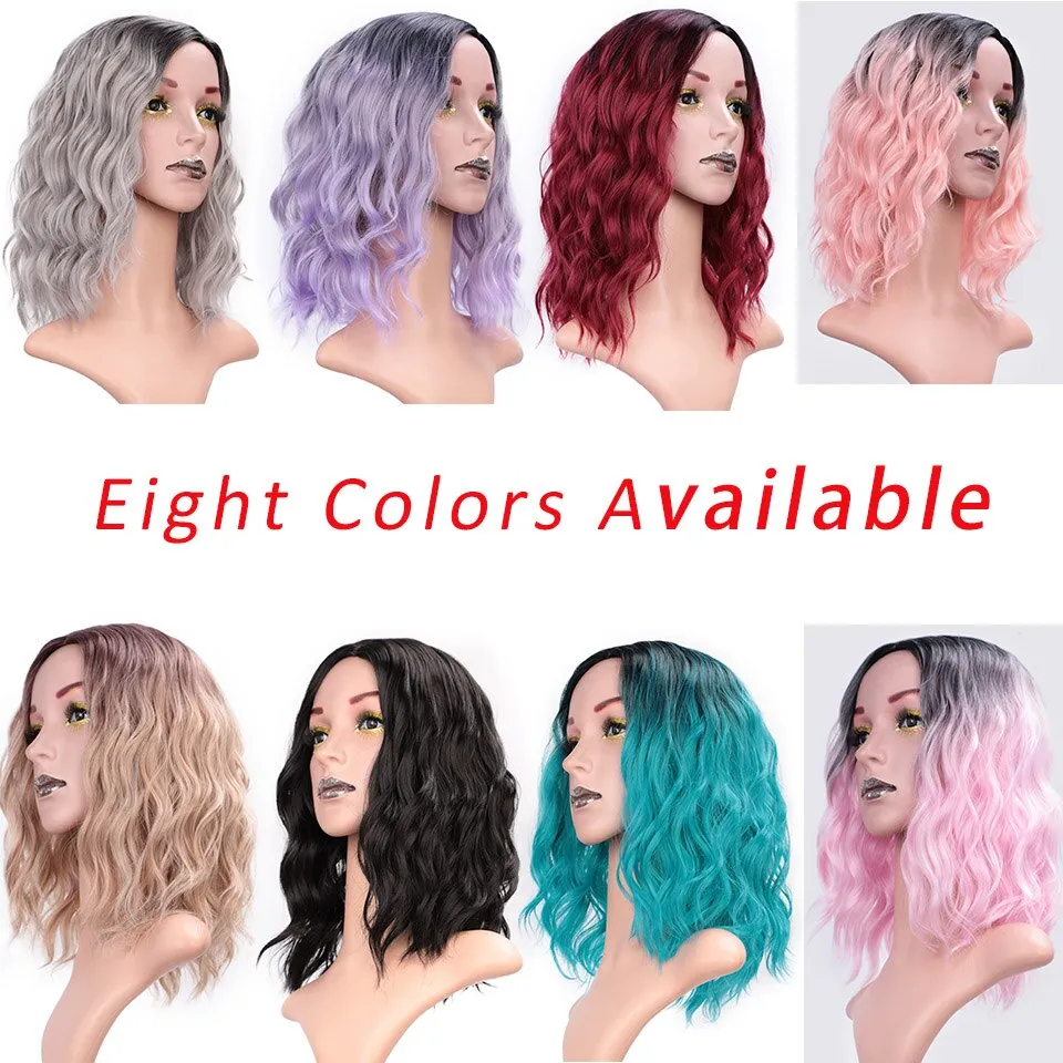 Wigs for Women Black Short Bob Wavy Partial Synthetic Women's Wigs for Cosplay Natural Hairline Full Wigs