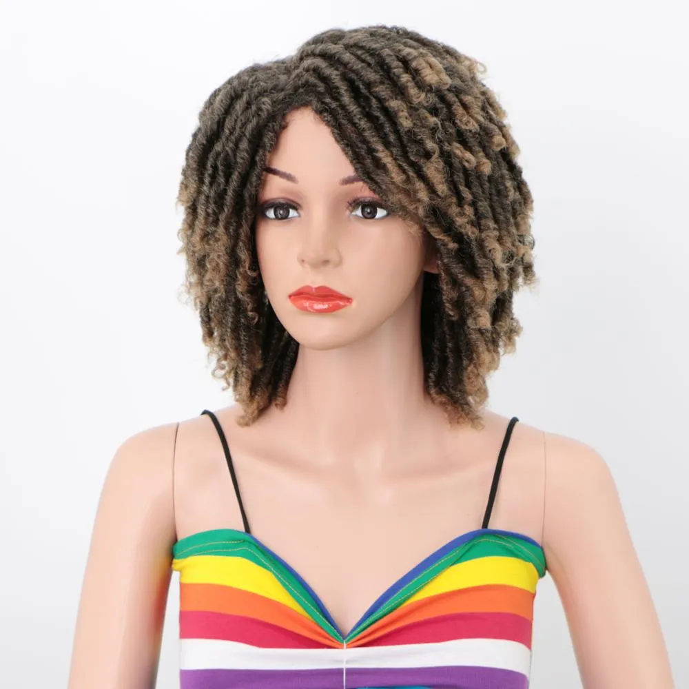 Wigs for Women Brown Gradient Short Afro Kinky Curly Synthetic Women's Wigs for Heat Resistant Full Wigs