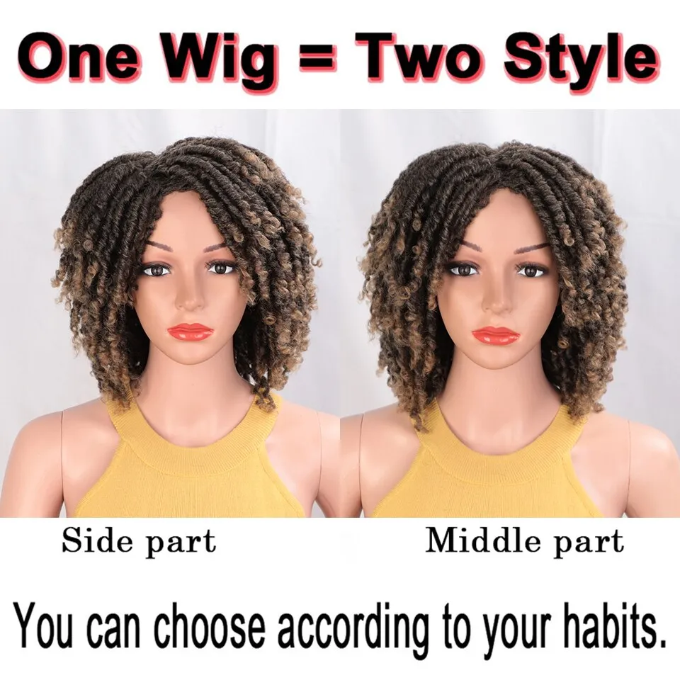 Wigs for Women Brown Gradient Short Afro Kinky Curly Synthetic Women's Wigs for Heat Resistant Full Wigs