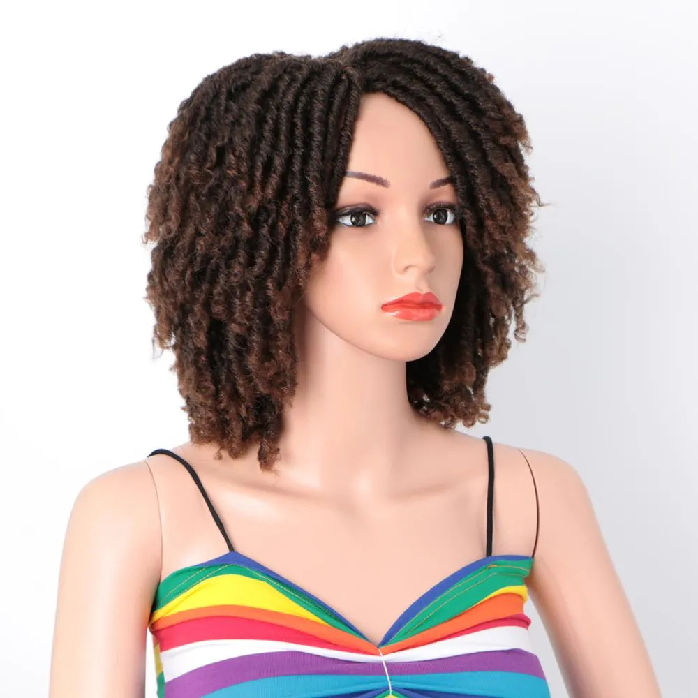 Wigs for Women Brown Gradient Short Afro Kinky Curly Synthetic Women's Wigs for Heat Resistant Full Wigs