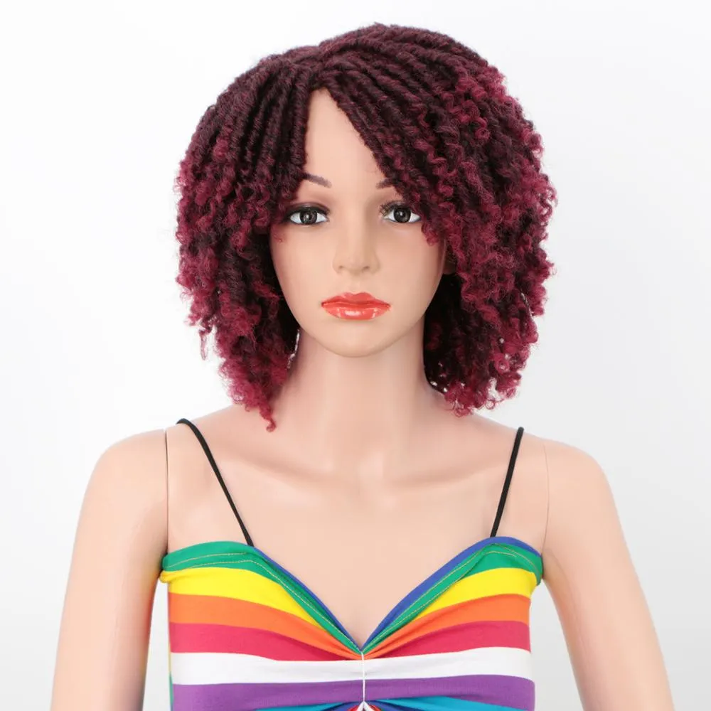 Wigs for Women Brown Gradient Short Afro Kinky Curly Synthetic Women's Wigs for Heat Resistant Full Wigs