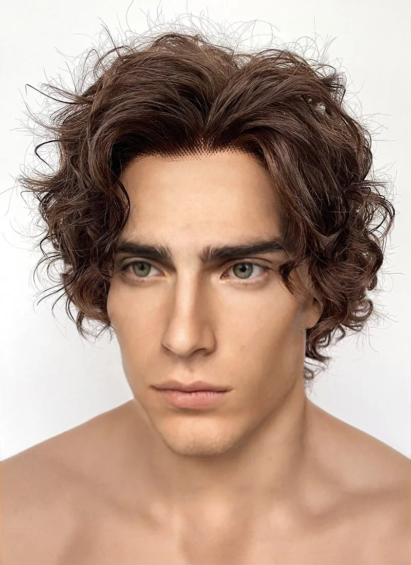 Wonka Timothée Chalamet Brunette Spiral Curly Lace Front Synthetic Hair Men's Wig LF6054