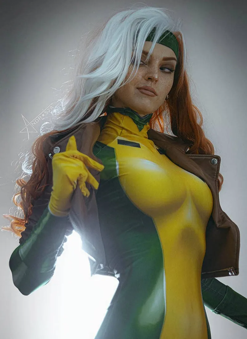 X-Men Rogue White Auburn Mixed Wavy Lace Front Synthetic Wig LF1703